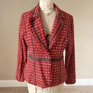 True Meaning Red Blazer with Notched Lapels and Fitted Silhouette
